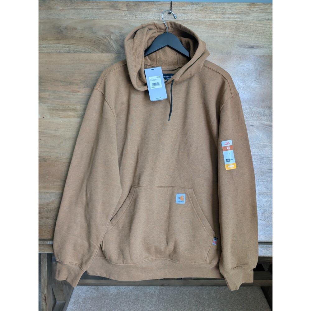 NWT Carhartt FR Force Midweight Hoodie Mens Large Brown Loose Fit 104983-BRN